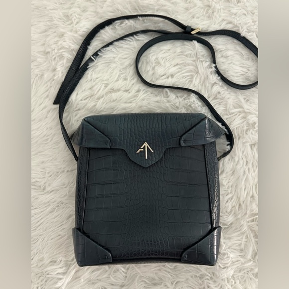 Manu Atelier Mini Pristine Croc Leather Crossbody Bag Rare - Picture 1 of 15